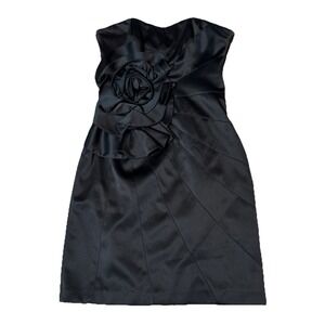 WHITE HOUSE BLACK MARKET Sz 4 Strapless Sweetheart Neck Black Cocktail Dress LBD